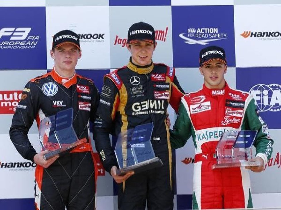 Jordan King, Esteban Ocon, Max Verstappen